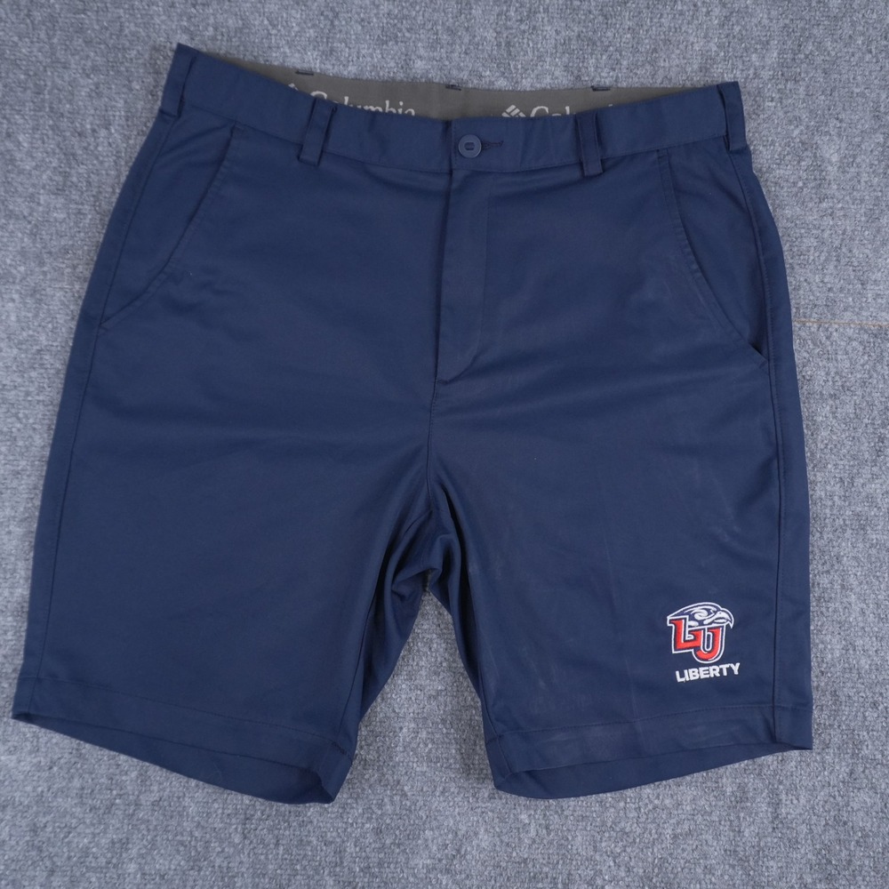 Columbia Golf Shorts Mens 34 Navy Blue Liberty University Omni-Wick Lie Angle